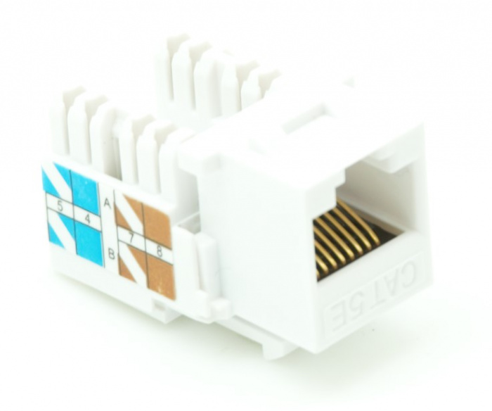 Модуль-вставка типа Keystone, Кат.5e (Класс D), 100МГц, RJ45/8P8C, 110/KRONE, T568A/B, неэкранированный, белый, уп-ка 10шт. NETLAN EC-UKJ-UD2-WT-10