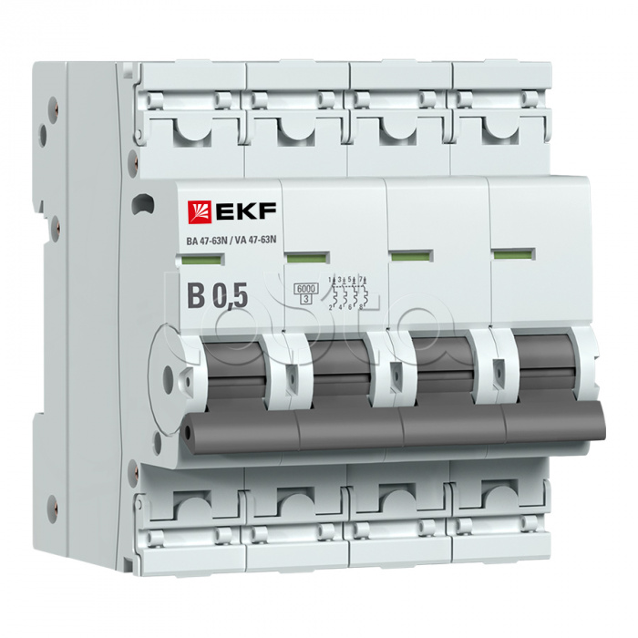 Автоматический выключатель 4P 0,5А (B) 6кА ВА 47-63N EKF PROxima (M63640T5B)