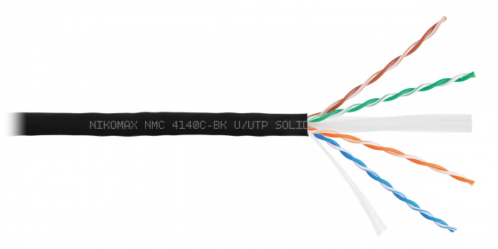 LAN U/UTP  4x2x23AWG (0,55мм) Кат.6 (Класс E) полимерн материал нг(А)-HF черный (305м) NIKOMAX (NMC 4140C-BK)