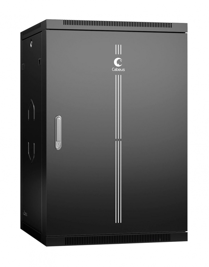 Шкаф телекоммуникационный настенный 19&quot; 22U 600x450x1082mm черный (RAL 9004) Cabeus SH-05F-22U60/45m-R-BK