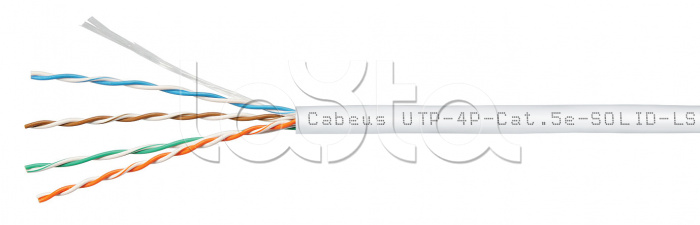 Кабель витая пара LAN U/UTP 4x2x24AWG кат.5е LSZH (100 м) белый Cabeus (UTP-4P-Cat.5e-SOLID-LSZH-WH-100)