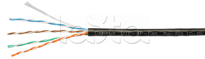 Кабель витая пара LAN U/UTP 4x2x24AWG кат.5е PVC (100 м) черный Cabeus (UTP-4P-Cat.5e-SOLID-BK-100)