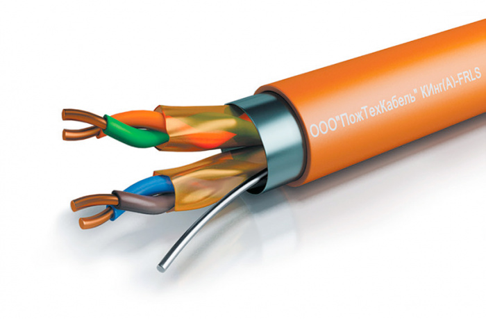 Кабель интерфейсный огнестойкий с наружной оболочкой из поливинилхлоридного пластиката пониженной пожароопасности, с низким дымо- и газовыделением КИнг(А)-FRLS 2x2х1.37 ПожТехКабель