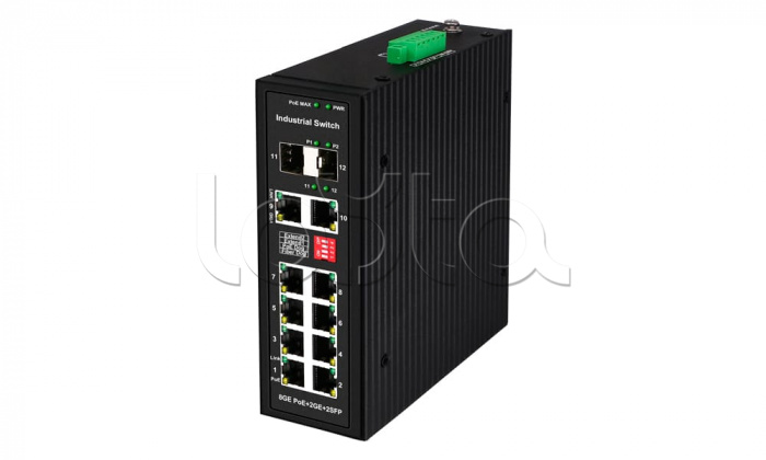 Промышленный PoE коммутатор Gigabit Ethernet на 10 портов NST NS-SW-8G4G-P/I