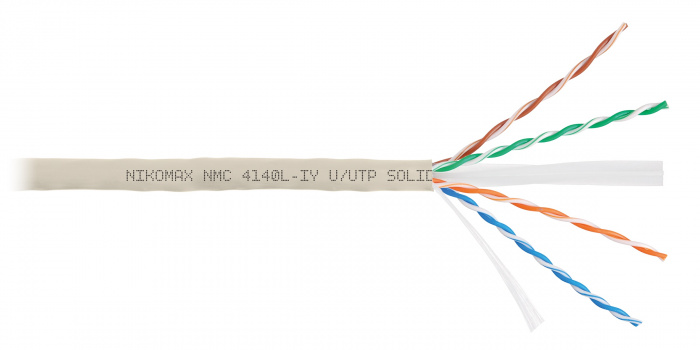 LAN U/UTP 4x2x23AWG (0,55мм) Кат.6 (Класс E) полимерн материал нг(А)-LSLTx серый, 305м NIKOMAX (NMC 4140L-IY)