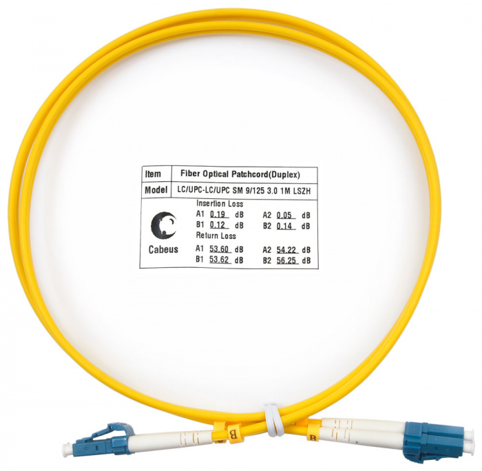 Шнур оптический duplex LC-LC 9/125 SM 1 м LSZH Cabeus FOP(d)-9-LC-LC-1M