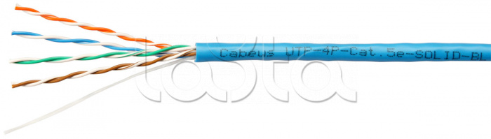 Кабель витая параLAN U/UTP 4x2x24AWG кат.5е PVC (100 м) синий Cabeus (UTP-4P-Cat.5e-SOLID-BL-100)