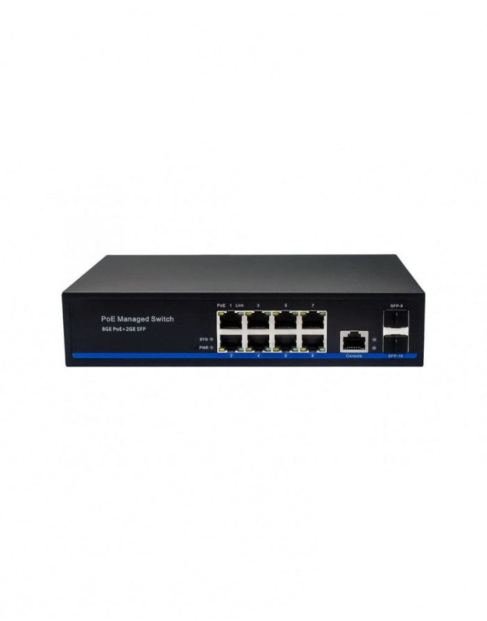 Управляемый L2 PoE коммутатор Gigabit Ethernet на 8 RJ45 PoE + 2 x GE SFP порта NST NS-SW-8G2G-PL