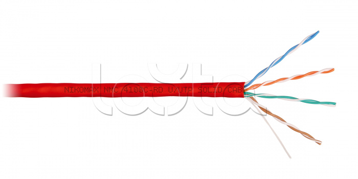 LAN U/UTP 4x2x24AWG (0,51мм) Кат.5e (Класс D) полимерн материал нг(А)-HF красный 305м NIKOMAX (NMC 4100C-RD)