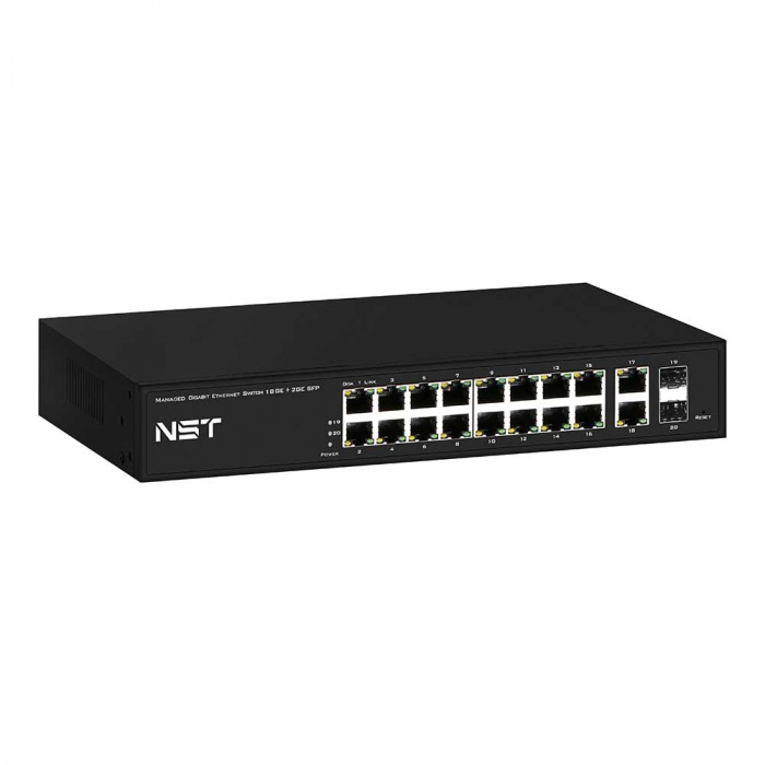 Управляемый (L2+) коммутатор Gigabit Ethernet на 18 RJ45 + 2 GE SFP порта NST NS-SW-18G2G-L