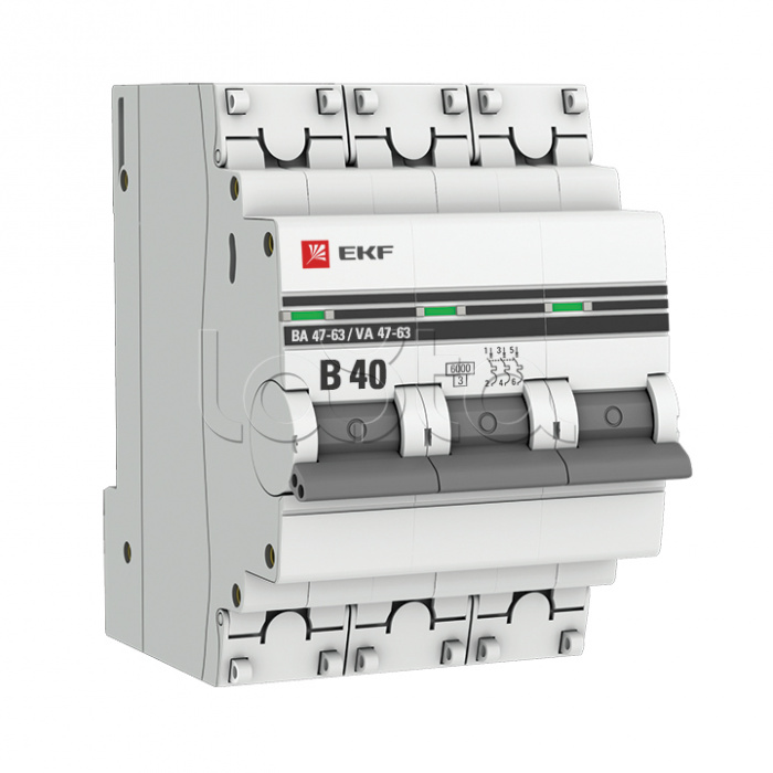 Автоматический выключатель 3P 40А (B) 6кА ВА 47-63 EKF PROxima (mcb4763-6-3-40B-pro)