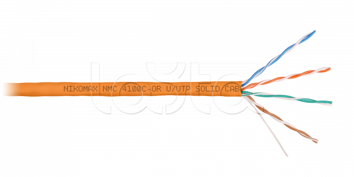 LAN U/UTP 4x2x24AWG (0,51мм) Кат.5e (Класс D) полимерн материал нг(А)-HF оранжевый 305м NIKOMAX (NMC 4100C-OR)