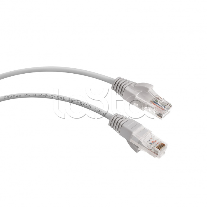 Патч-корд UTP, категория 5e, 2 м, LSZH, неэкранированный, серый Cabeus PC-UTP-RJ45-Cat.5e-2m-LSZH