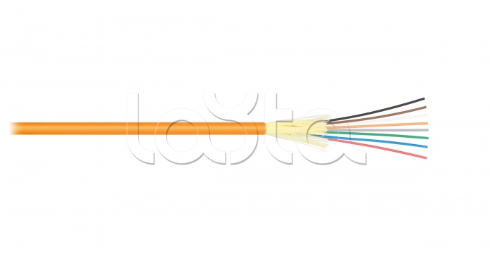 Кабель волоконно-оптический, 16 волокон, многомодовый 50/125мкм, внутренний, распределительный, с плотным буфером, LSZH нг(B)-HFLTx, оранжевый NIKOLAN NKL-F-016M2I-00C-OR-F001