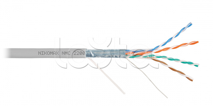 LAN F/UTP 4 пары, Кат.5e (Класс D), 100МГц, одножильный, BC (чистая медь), 24AWG (0,50мм), поливинилхлорид серый, 305м - гарантия: 1 год