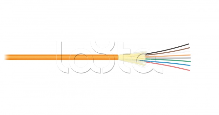 Кабель волоконно-оптический, 16 волокон, многомодовый 50/125мкм, внутренний, распределительный, с плотным буфером, LSZH нг(B)-HFLTx, оранжевый NIKOLAN NKL-F-016M2I-00C-OR