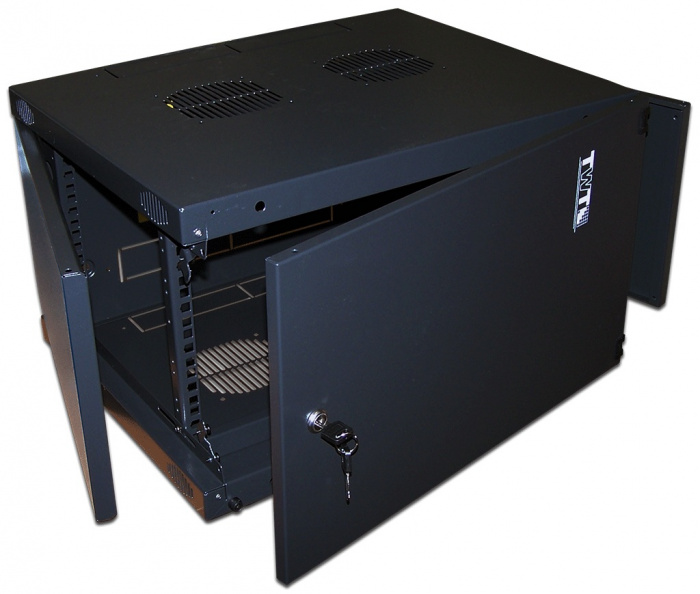 Шкаф настенный серии Next, 6U 550x450, металлическая дверь, черный TWT TWT-CBWNM-6U-6x4-BK