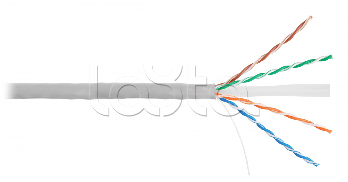 LAN U/UTP 4 пары, Кат.6 (Класс E), 250МГц, одножильный, BC (чистая медь), 23AWG (0,53мм), поливинилхлорид серый, 305м - гарантия: 1 год