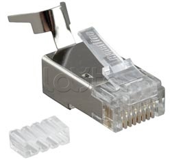 Разъем RJ-45 под витую пару, кат. 6, экранированный, универсальный Hyperline PLUG-8P8C-UV-C6-TW-SH