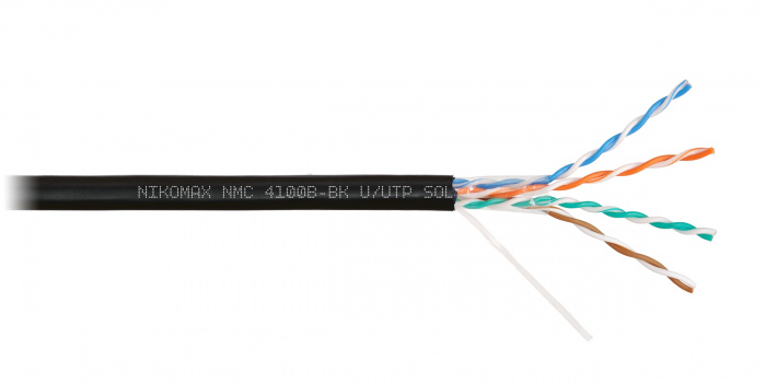 LAN U/UTP  4x2x24AWG (0,51мм) Кат.5e (Класс D) полиэтилен, черный (305м) NIKOMAX (NMC 4100B-BK)